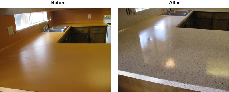 Dated Kitchen Counter Refinished in Cliff Stone Fleck